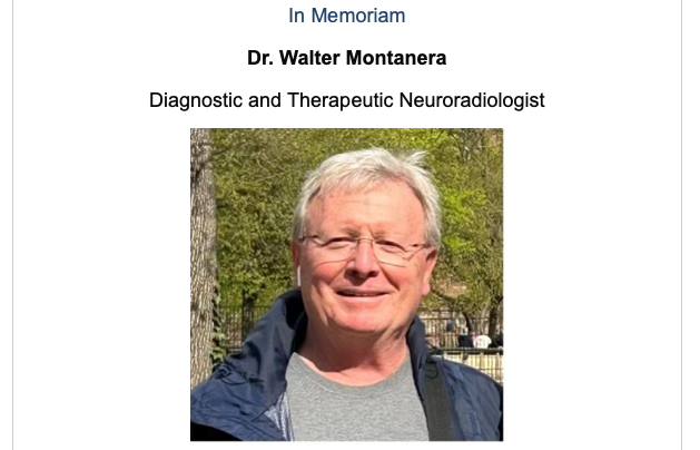 Ontario Radiology Community Mourns the Loss of Dr. Walter Montanera